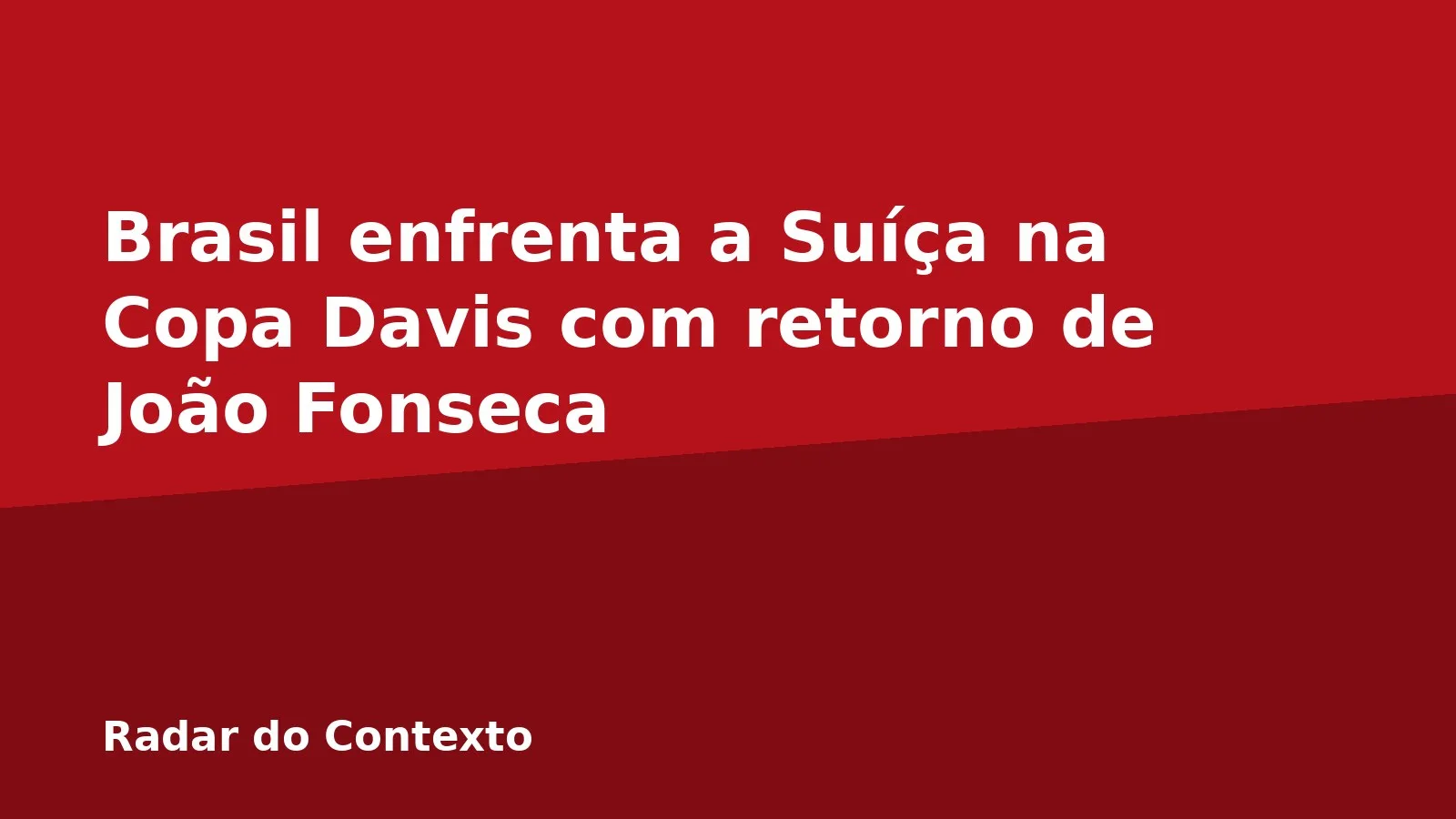 Brasil enfrenta a Suíça na Copa Davis com retorno de João Fonseca