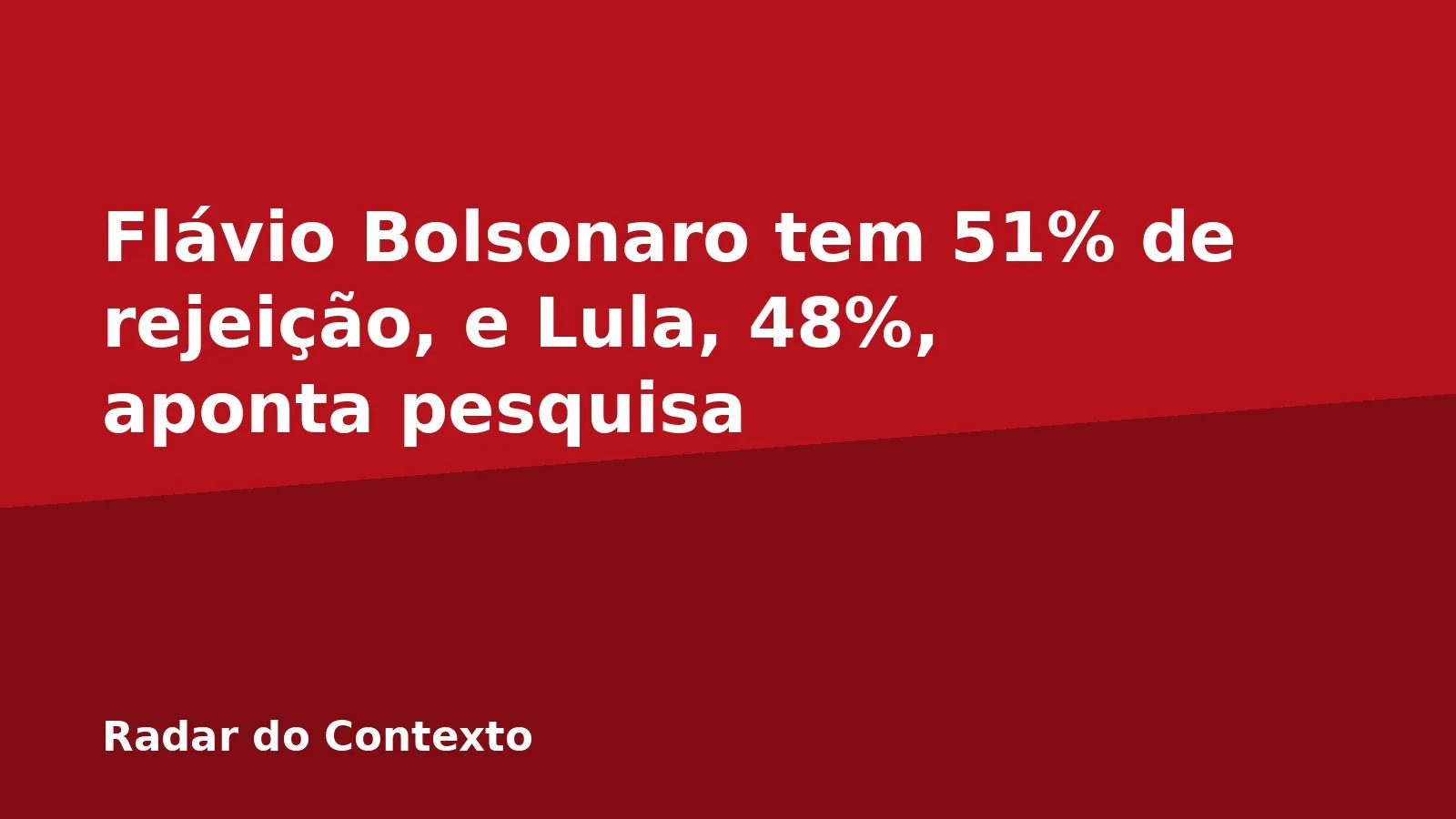 Flávio Bolsonaro tem 51% de rejeição, e Lula, 48%, aponta pesquisa