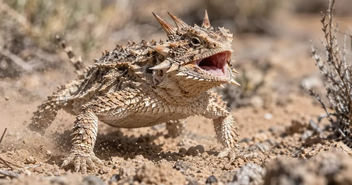 Lagarto de chifres lança sangue pelos olhos para afastar predadores