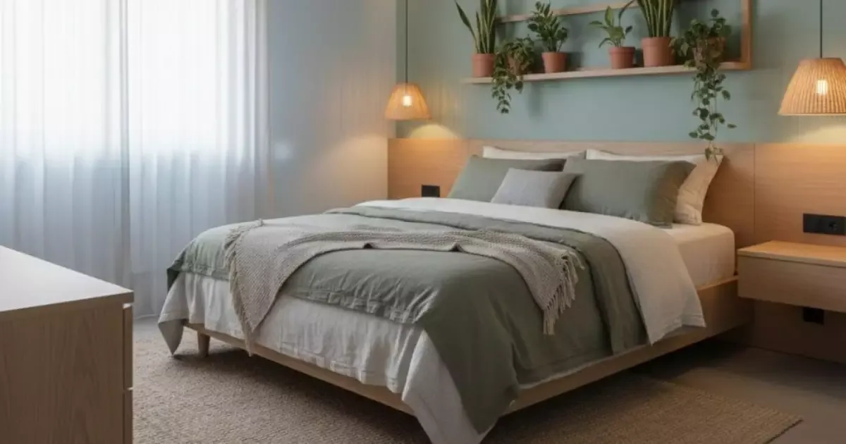 Azul pálido e verde sálvia são apontados para quartos mais relaxantes