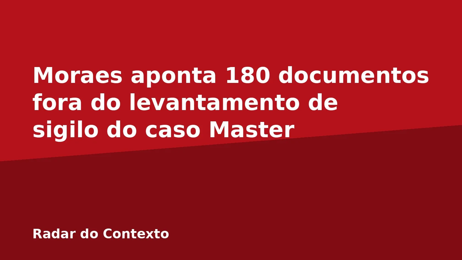Moraes aponta 180 documentos fora do levantamento de sigilo do caso Master