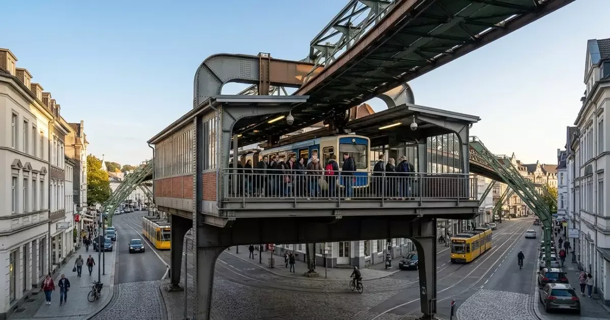 Ferrovia suspensa de Wuppertal supera o relevo e segue em operação após 125 anos