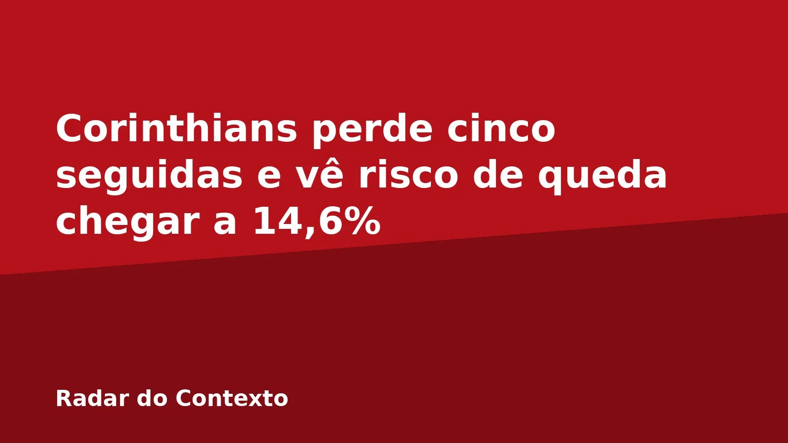 Corinthians perde cinco seguidas e vê risco de queda chegar a 14,6%