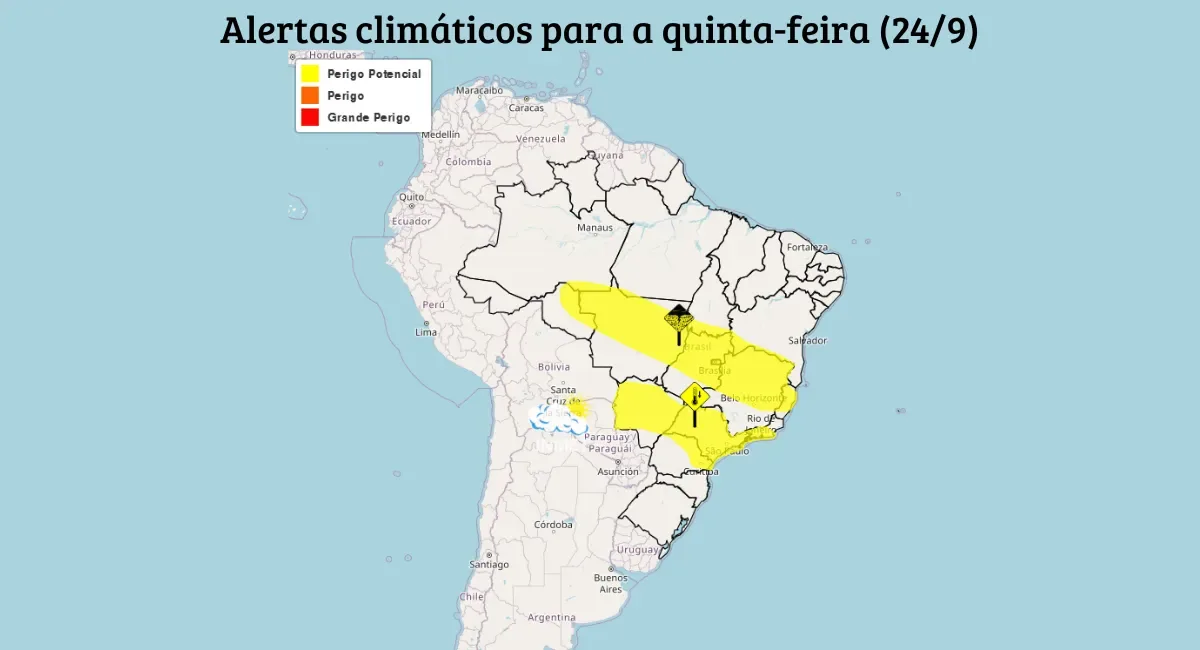 Previsão indica chuva em Minas e outras três regiões nesta quinta-feira