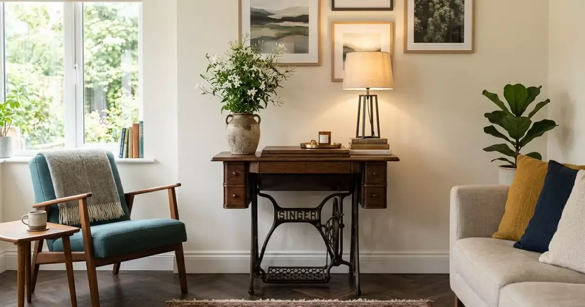 Máquina de costura antiga pode virar mesa decorativa ou aparador