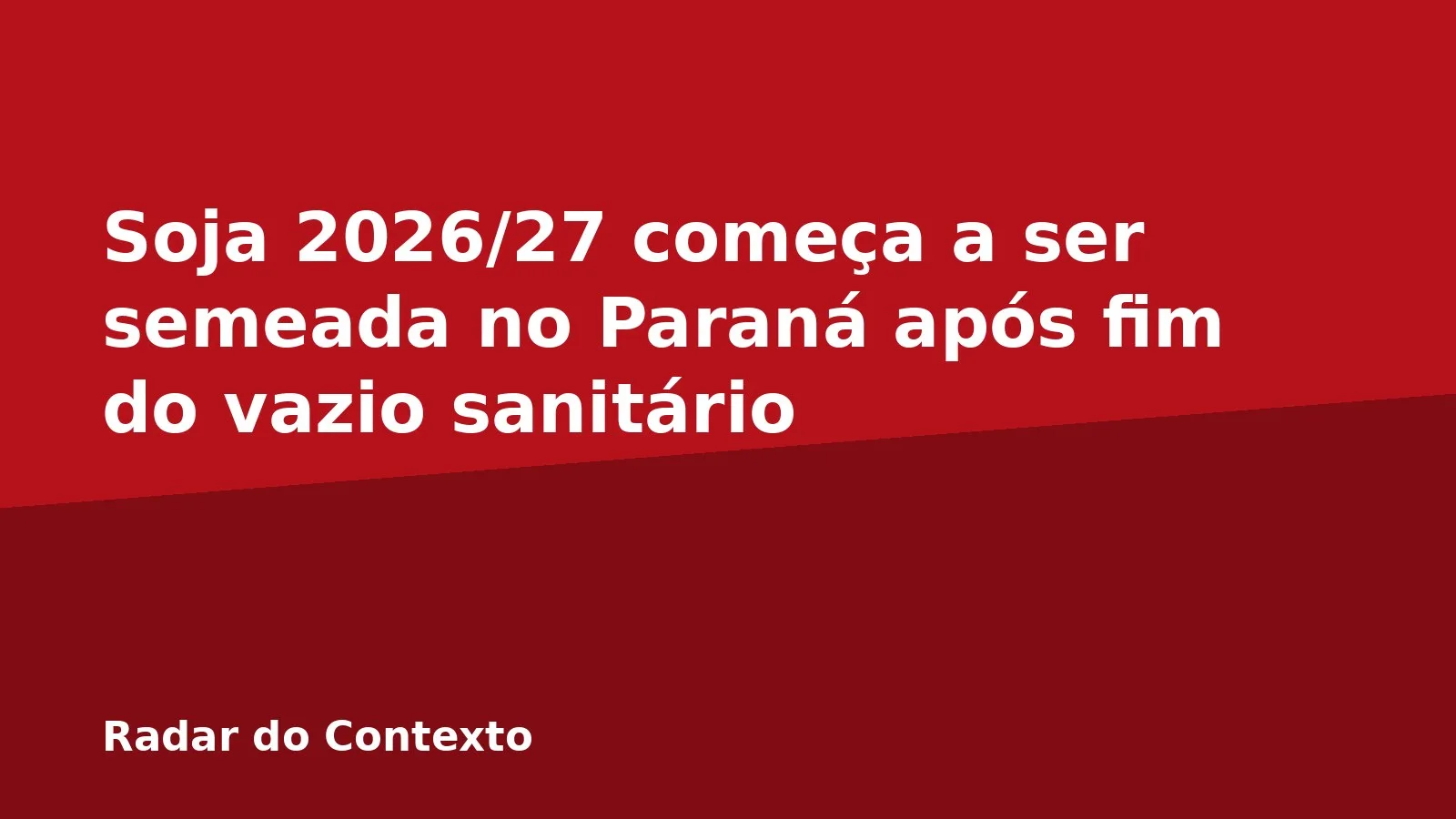 Soja 2026/27 começa a ser semeada no Paraná após fim do vazio sanitário