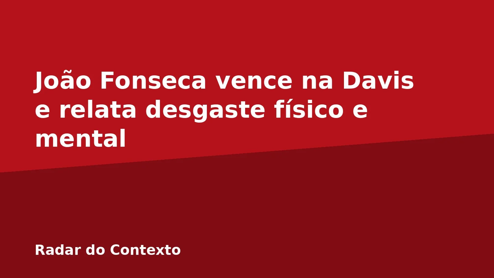 João Fonseca vence na Davis e relata desgaste físico e mental
