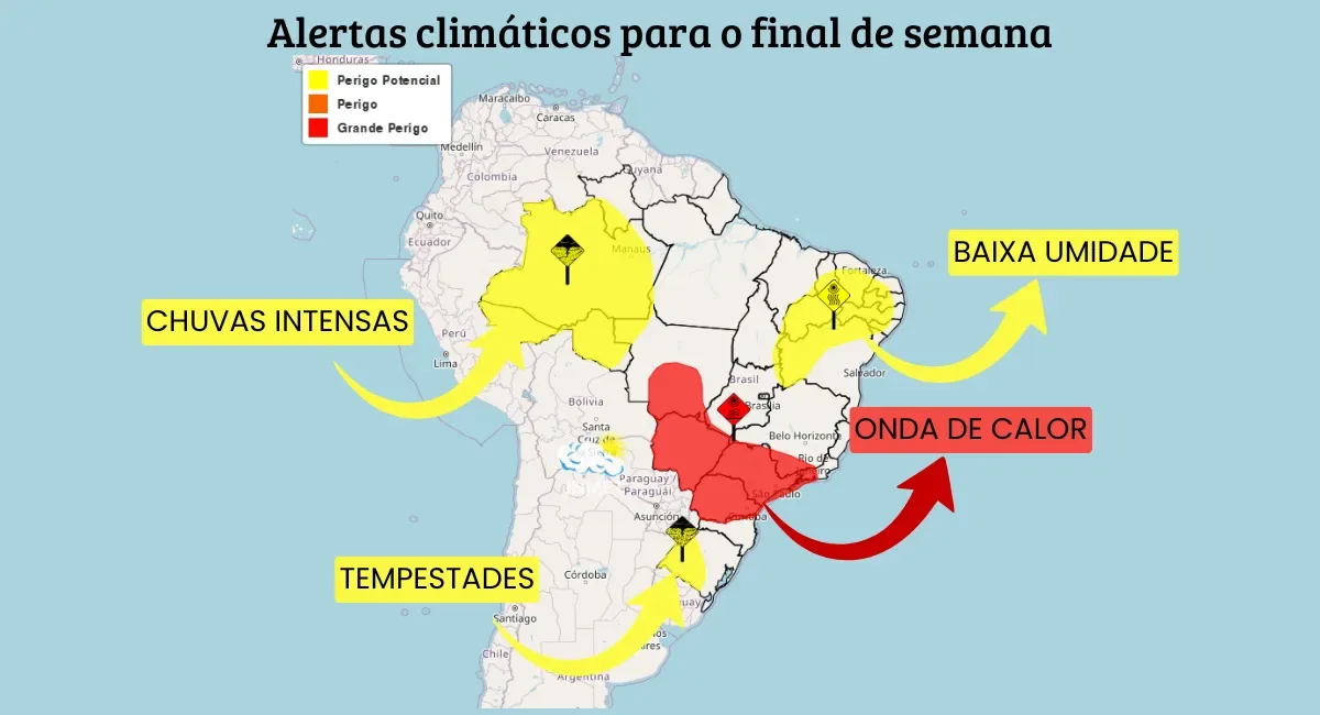 Calor intenso e temporais marcam o fim de semana em várias regiões do país