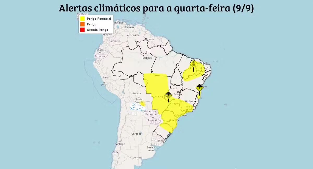 Chuva e trovoadas avançam por estados do Sul, Sudeste, Centro-Oeste e Norte