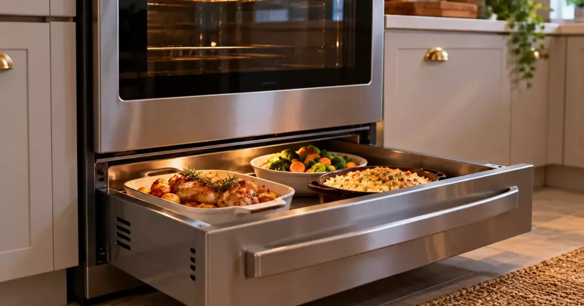 Gaveta sob o forno pode aquecer alimentos, armazenar utensílios ou grelhar