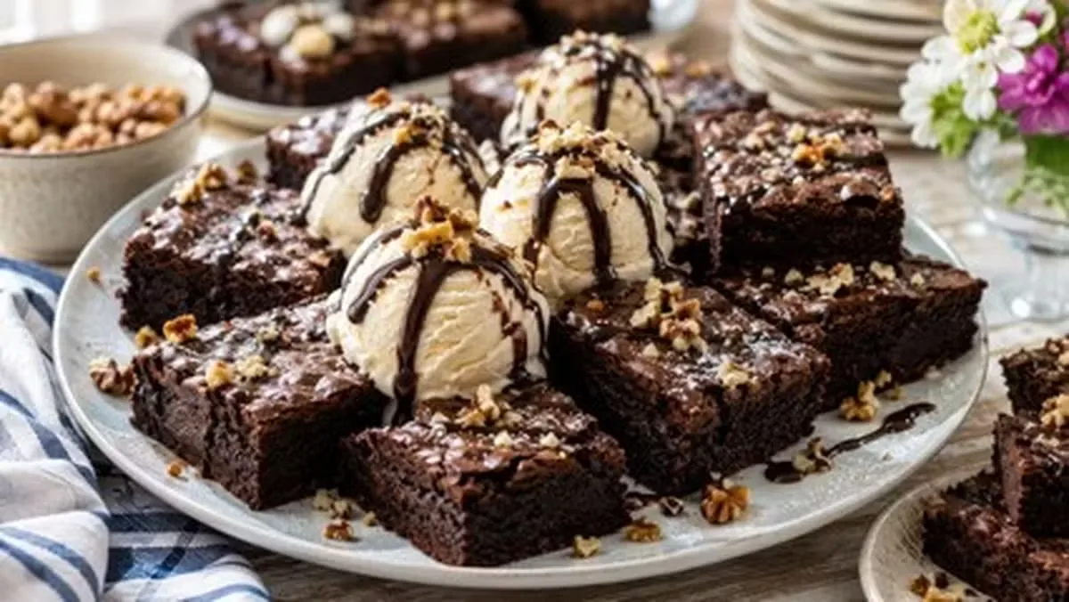 Brownie combina chocolate, biscoitos, amêndoas e sorvete de baunilha