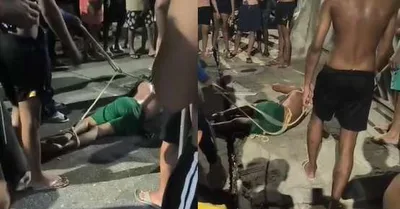 Polícia apresenta suspeito após moradores o amarrarem em Belém