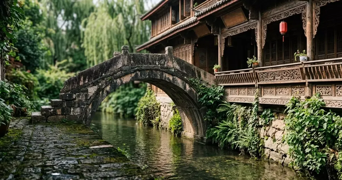Canais de Lijiang mantêm abastecimento histórico entre montanhas e casas de madeira