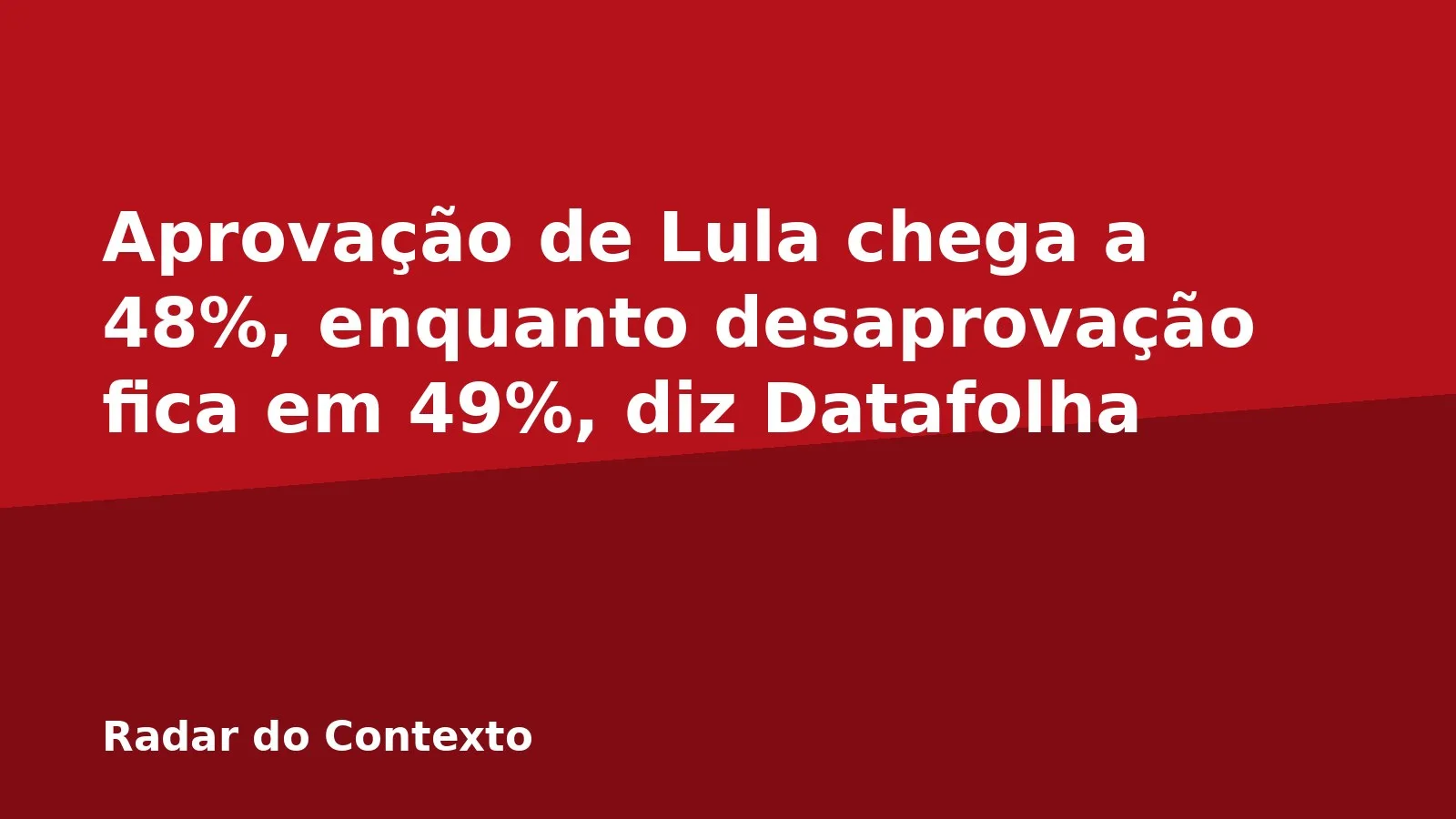 Aprovação de Lula chega a 48%, enquanto desaprovação fica em 49%, diz Datafolha