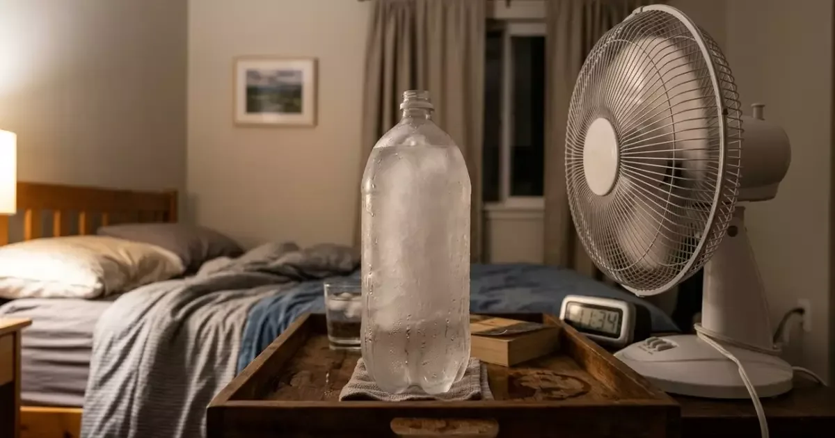 Garrafa congelada pode criar uma área de frescor no quarto
